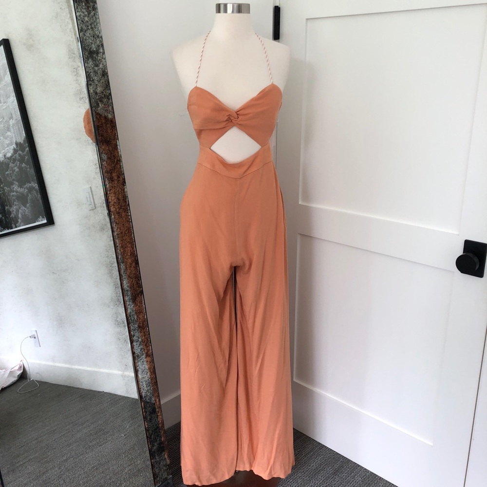 REVOLVE Orange Halter Cutout Jumpsuit Night Out